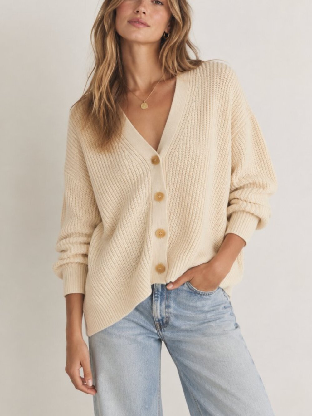 Jenni Kayne Cotton Cocoon Cardigan Ivory Oversized XS